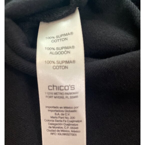 Chicos Black Sleeveless Supima Cotton Tank Size Med Classic Layering Simple - Picture 4 of 5